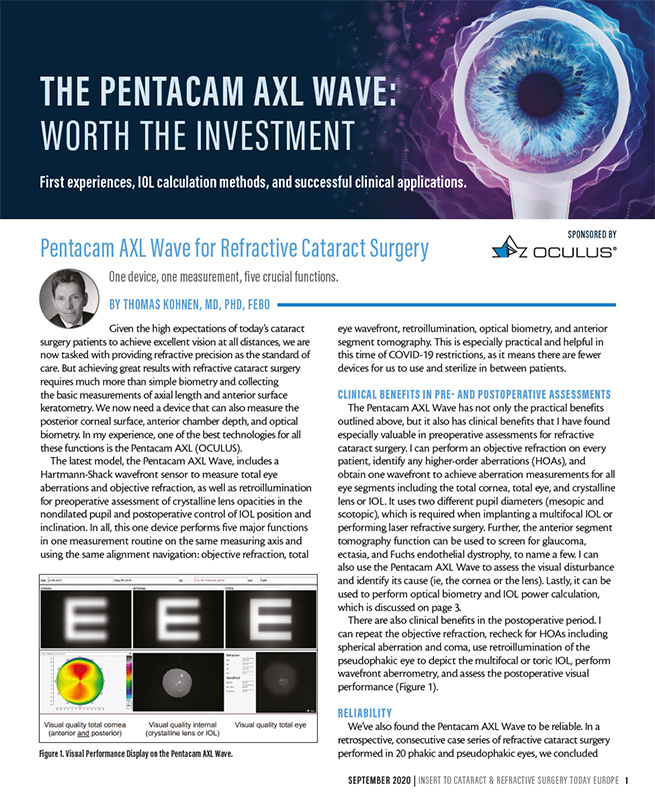 Pentacam® AXL Wave: Worth the investment?